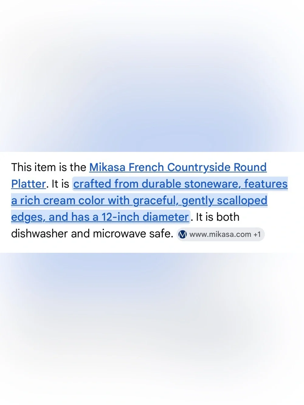 Mikasa French Countryside Ivory Scalloped Ceramic Dinner 12 In Serving Platter